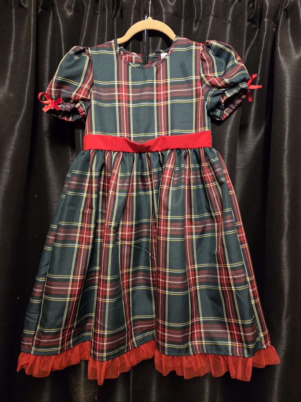 SHEIN Dark Green and Red Plaid Holiday Party Dress